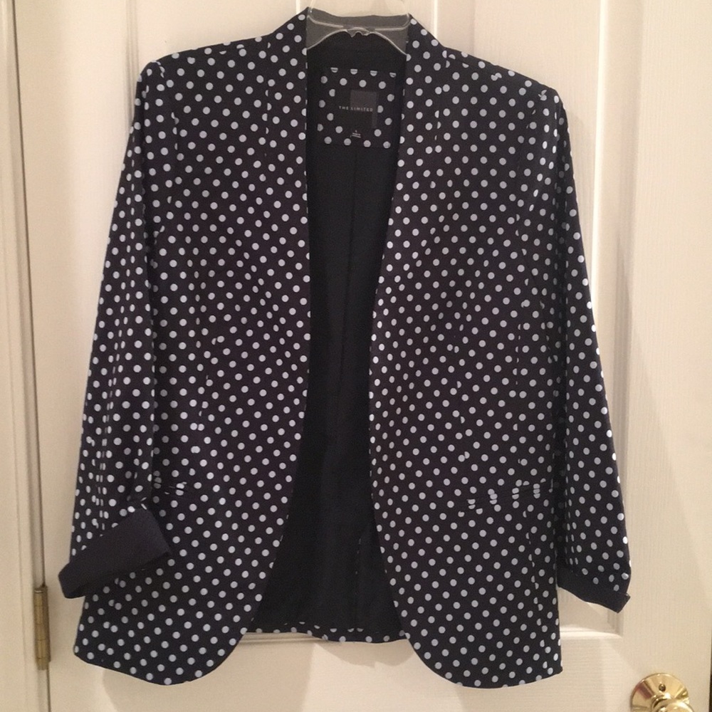 The Limited Navy with light blue polka dot jacket